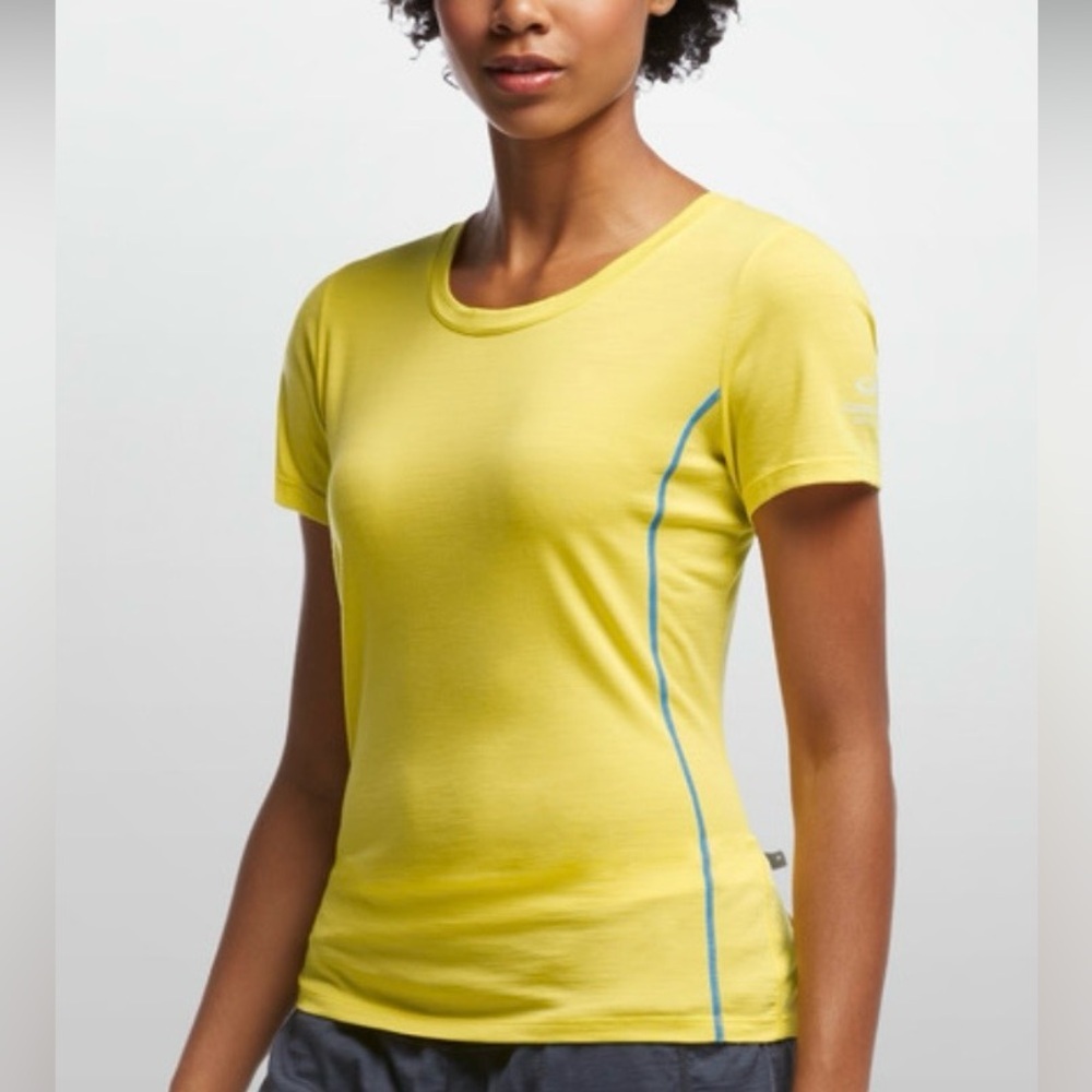 Icebreaker Merino Wool Aero T-Shirt Athletic Yellow Technical Gorpcore Hiking, M